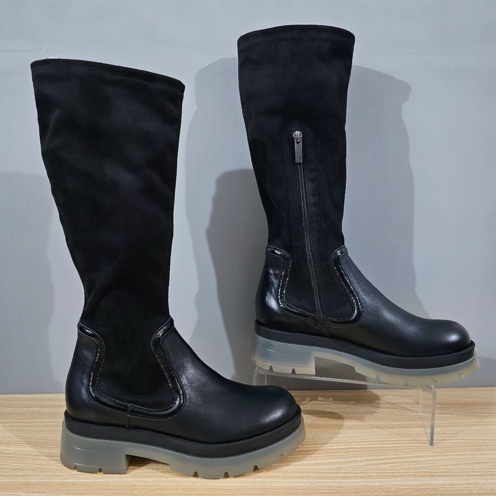 Aquatalia Drew Tall Boot Knee High Combat Naplak Suede Leather Weatherproof 7.5 - Picture 3 of 15